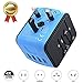International Travel Adapter Universal Power Adapter Worldwide All in One 4 USB Perfect for European US, EU, UK, AU 160 Countries (Blue) primary