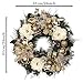 Valery Madelyn Pre-Lit 24 Inch Elegant Champagne Gold Christmas Wreath for Front Door with Shatterproof Ball Ornaments, Ribbon, Artificial Simulation Flower, Battery Operated 20 LED Lights