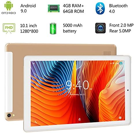 Tablet 10 Pulgadas YOTOPT, 4GB de RAM y 64 GB de Memoria 4G LTE Tableta Android 9.0 Certificado por Google GMS Dobles SIM y TF, GPS WiFi Soporte (Oro) 6 51%2BNfv2d8zL. AC