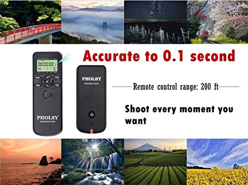 PHOLSY Wireless Timer Remote Control with Intervalometer and HDR Shutter Remote Release for Canon EOS R, EOS RP, 90D, 5D, 6D II, 7D, 7D II; for Olympus E-M1X, E-M1 II; for Fujifilm GFX100, XT3, XT30
