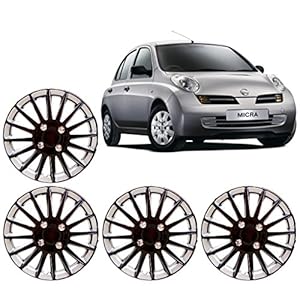 Auto Pearl – Car Full Wheel Cover Caps Black and Silver 14 Inches Press TypeCompatible with- Micra