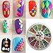 New8BEauty Nail Art Kit - 3D Rhinestones Colorful and Neon Wheels - Nail Striping Tape Strips (3D Rhinestones Colorful and Neon Wheels) FREE Emery Board