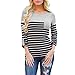 YANG-YI Women Striped Long Sleeve Loose Blouse Casual Shirt Summer Tops