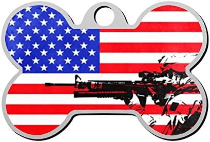 XInhaoLEI American Patriotic Flag Dog Tags Personalized Double Sided Stainless Steel Pet ID Tag