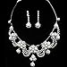 Joylive Silver Rhinestone Crystal Pearl Necklace Earrings Jewelry Set for Wedding