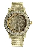 Totally Iced Out Pave Gold Tone Hip Hop Men's Bling Bing Watch-Large Size