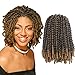 Eerya Afro Spring Twist Crochet Braids 3 Pack Bomb Mini Passion Twists Crochet Hair Ombre Colors Synthetic Jamaican Bounce Short Fluffy Hair Extension 8Inch (1B/27#)