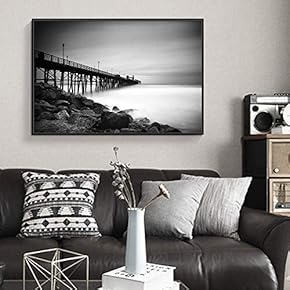 Framed Canvas Wall Art for Living Room, Bedroom Quiet Bridge into Sea Canvas Prints for Home Decoration Ready to Hang - 16x24 inches