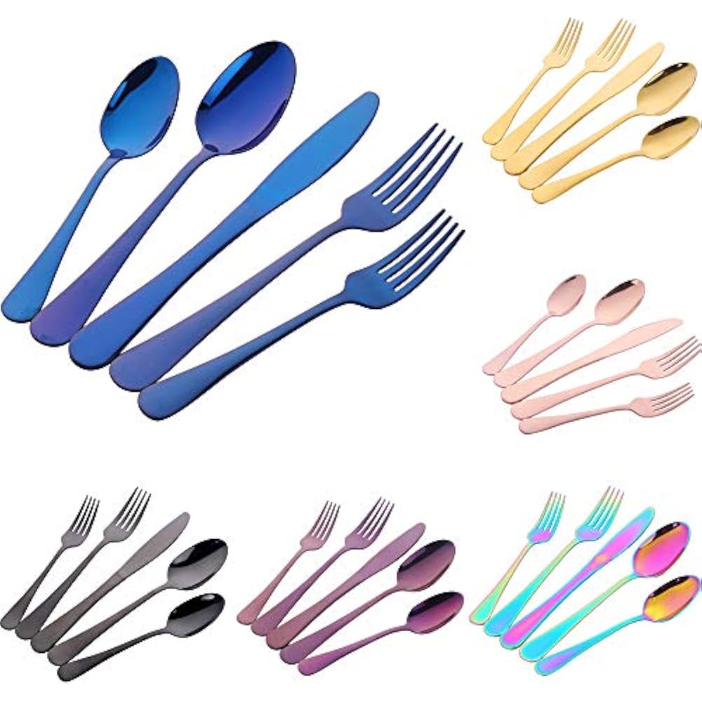 Flatware Sets 30Pieces Mix Color Stainless Steel Silverware Set