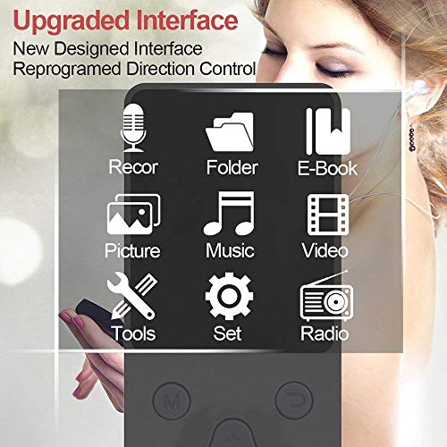 MP3 Player, SIN+MON 2019 Fashion Portable MP3 Lossless Sound Ultra Slim Music Player with Radio, Voice Recorder, Video Play, Text Reading, 80 Hours Playback and 32G Memory Card【Ship from USA】 (Black) - Thumbnail 5