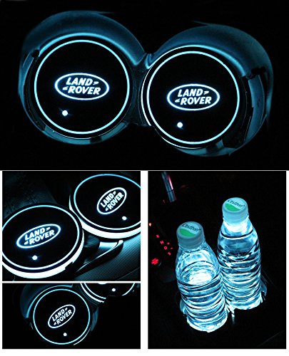 Car Logo LED Cup Pad led cup coaster USB Charging Mat Luminescent Cup Pad LED Mat Interior Atmosphere Lamp Decoration Light (Range rover)