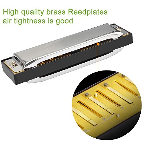HOMEKE Harmonica Key of C 10 Hole 20 Tone Diatonic Harmonica C Blues with Case for Beginner,Students, Kids Gift - Thumbnail 6