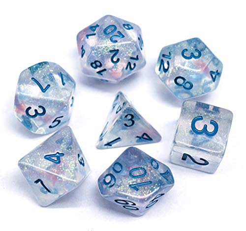 HD Dice DND RPG Polyhedral Dice Set for Dungeons and Dragons Pathfinder D&D MTG Role Playing Game Purple Transparent Dice with Color Changing Glitter 7-Die Group (Light Green)
