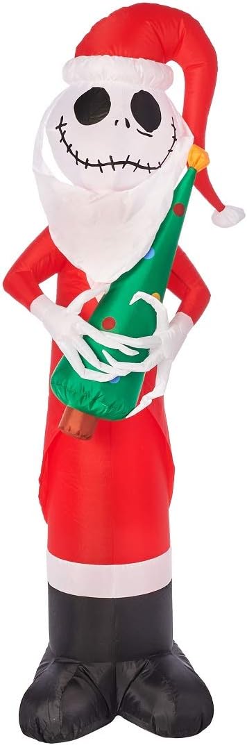 Holiday Yard Inflatables Jack Skelington with Christmas Tree, 5.5 ft