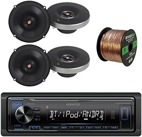 Kenwood Digital Media Bluetooth Receiver, with 4x Infinity Primus Series 6.5" 2-Way Multi-Element Speakers, Enrock 16-Gauge 50 Foot Wire