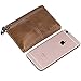 S-ZONE Women's Genuine Leather Mini Wallet Change Coin Purse Card Holder with Key Ring (Vintage Light Brown)