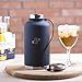 Insulated Beer Growler 64 oz | Stainless Steel Vacuum Water Bottle for HOT and COLD Beverages | Growler Carrier and Replacement GASKET Included
