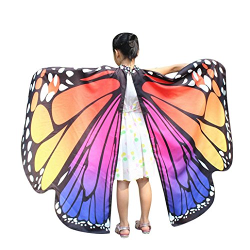 Monarch Butterfly Wings,Kemilove Prop Soft Fabric Butterfly Wings Shawl Fairy Ladies Nymph Pixie Costume Accessory (Kid,136108CM, Hot pink) - Thumbnail 7