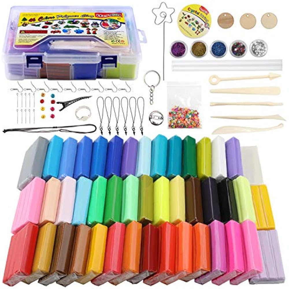 Polymer Clay Starter Kit, 46 Colors Oven Bake Clay, DIY Modeling