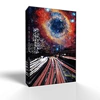 Canvas Wall Art Gorgeous City Under Space Canvas Prints Home Artwork Decoration for Living Room,Bedroom - 12x18 inches