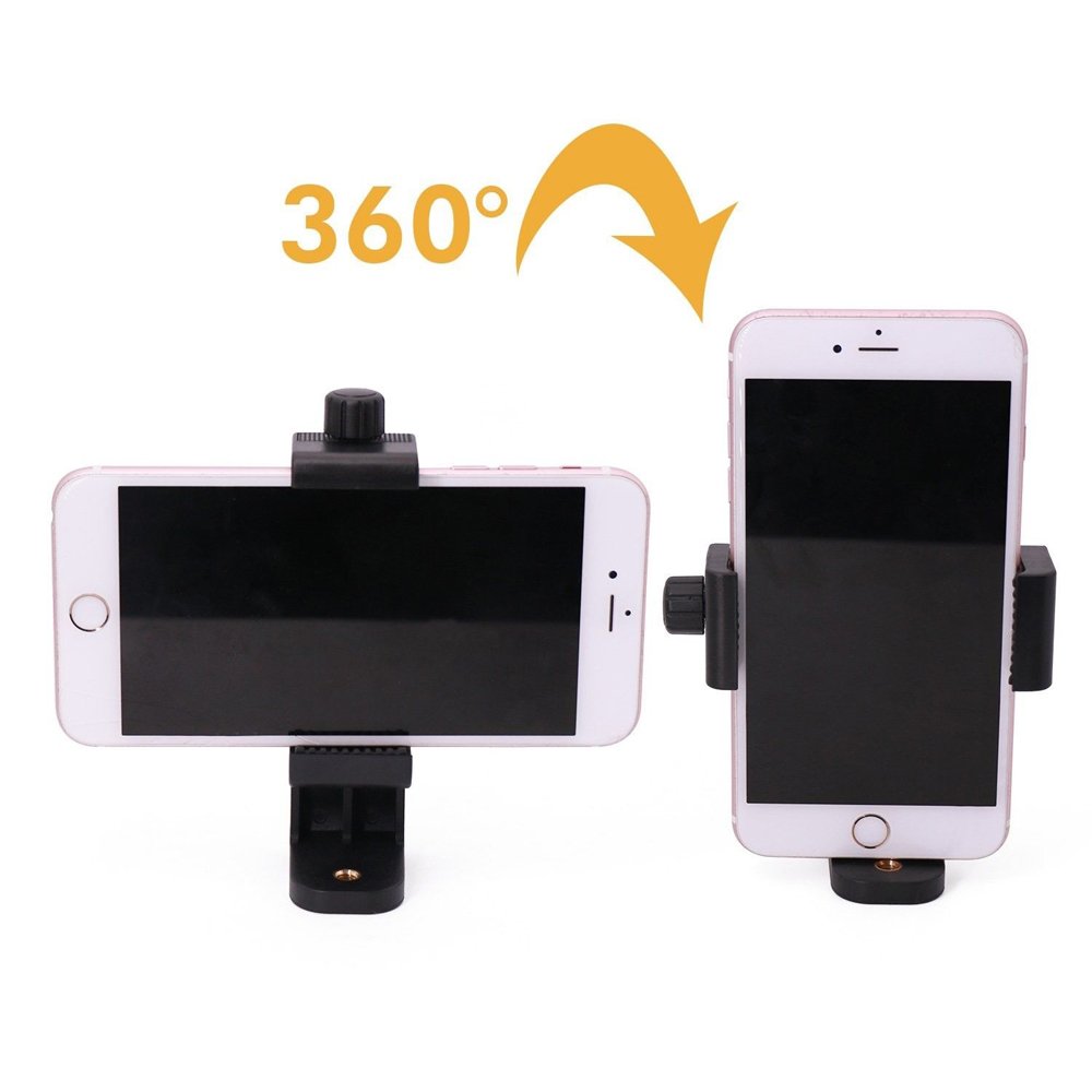 Cell Phone Tripod Mount ixaer adjustable Bracket Tripod Vertical Bracket Holder Adapter Phone Clip Adapter for iPhone Samsung Galaxy Nexus Use on 1/4 Tripod and More ( Black )