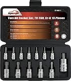 13 Pieces - EPAuto Torx Bit Socket Set, T8-T60, Cr-V