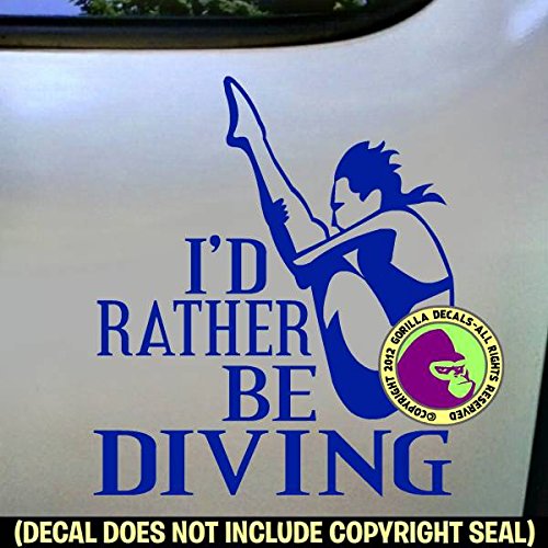 RATHER BE DIVING Springboard Diver FEMALE Vinyl Decal Sticker A - Thumbnail 3