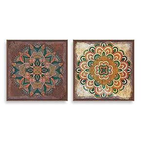 2 Piece Framed Canvas Wall Art Vintage Flower Canvas Prints Home Artwork Decoration for Living Room,Bedroom - 16"x16"x2 Panels