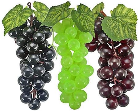 Wikor Artificial Fruit for Decoration 6 Bunches of Artificial Grapes Lifelike Fake Fruit Plastic Decorative Fruit Pub Party Home House Kitchen Party Wedding Photography