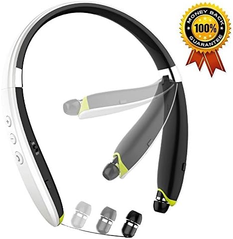 Foldable Bluetooth Headset,Besyoyo Wireless Bluetooth 4.1 Headphones with Retractable Earbuds,Handsfree Calling Bluetooth Sweat proof Sport Headphones Built in Mic for Bluetooth Enabled Devices