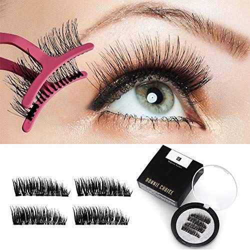 BONNIE CHOICE Triple 3 Magnetic False Eyelashes No Glue, 0.2mm Ultra Thin Magnet Lightweight & Easy to Wear Best 3D Full Eyes Reusable Eyelashes Extensions With Applicator (4 PCS/1 Pair + 1 Tweezers)