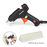Aoleca Mini Hot Glue Gun with 30pcs Melt Glue Sticks High Temperature Melting Glue Gun Kit Flexible Trigger for DIY Craft   Projects and Quick Repairs(20-watt,Black)