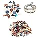 124 Bone Pendants & Bone Beads for Jewelry Making, Natural Ox Buffalo Bone African Beads, Hand Carved Bulk Beads Bead Assortment, Large Beads for Native American & Indian Projects (Set-1)