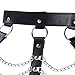iiniim Women's Faux Leather Harness Punk Gothic Metal Chain Tassel Body Caged with Lock (One Size, Black)