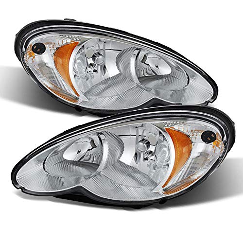 For 06-10 PT Cruiser Chrome Housing Replacement Headlights Headlamps LH+RH Set Pair Left+Right