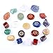 Vicien Chakra Stones Reiki Healing Crystal with Engraved Chakra Symbols Holistic Polished Stones, Natural Rough Raw Stone, Chakra Tumbled Stones Polished Crystals Set of 21