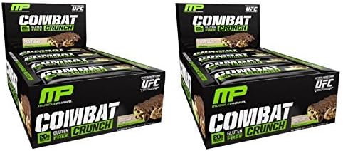 Combat Crunch Bars by MusclePharm - Low Carb, High Protein Muscle Building Supplement (12 Bars - 2 Pack) (Chocolate Chip Cookie Dough) by MusclePharm Combat Crunch Protein Bars