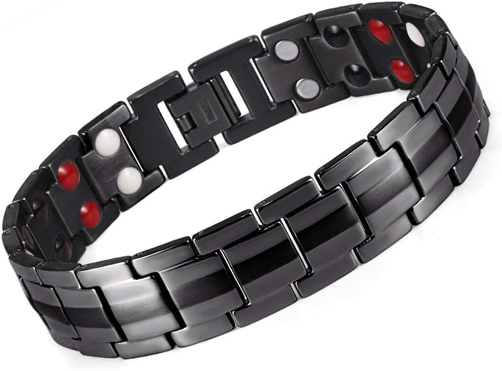 WANZIJING Magnetic Bracelets for Man, Double Row 4 in 1 Bio Elements Energy Health Care Bangle Jewelry for Arthritis and Carpal Tunnel