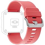 Fitbit Blaze Bands, Marge Plus Soft Silicone Accessories Classic Band Replacement Sport Strap Bracelet for Fitbit Blaze Smart Fitness Watch, Large/Coral Pink