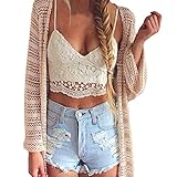ROPALIA Women Crochet Lace Bralette Knit Bra Boho Beach Bikini Halter Tank Top