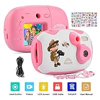 AMKOV DIY Kids Camera Rechargeable Digital Mini Camera Children Creative Camcorders with 1.44 Inch LCD Screen, Video Recorder, Reset Button for Girls/Boys
