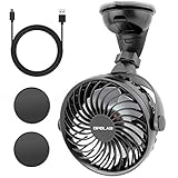 OPOLAR Mini Car & Kitchen USB Fan, Four Speeds, Strong Attraction on Windshield/Car Window, 360° Rotation, Cooling Fan for Sedan SUV RV Boat Auto Vehicles, Only USB Powered (Two Suction Bases)