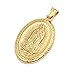 Stainless Steel Blessed Virgin Mary Maria Oval Medal PendantNecklace For Mens Womens (Gold)
