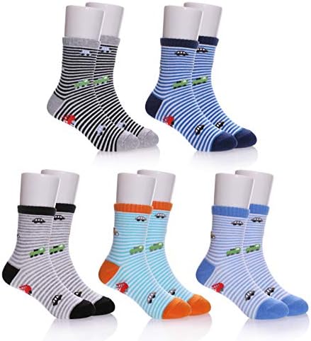 Kids Girls Boys Socks Fashion Cute Animal Patterns Cotton Crew Socks 5 Pairs
