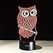 LLBBXX 3D Lamp Owl Shape Boys Best Bithday Gift Acrylic Table Night Light Furniture Decorative Illusion Colorful 7 Color Change Household Desk Accessories