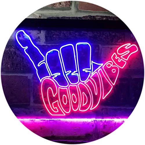 ADVPRO Good Vibes Only Hand Party Decoration Dual Color LED Neon Sign Red & Blue 16" x 12" st6s43-i1076-rb