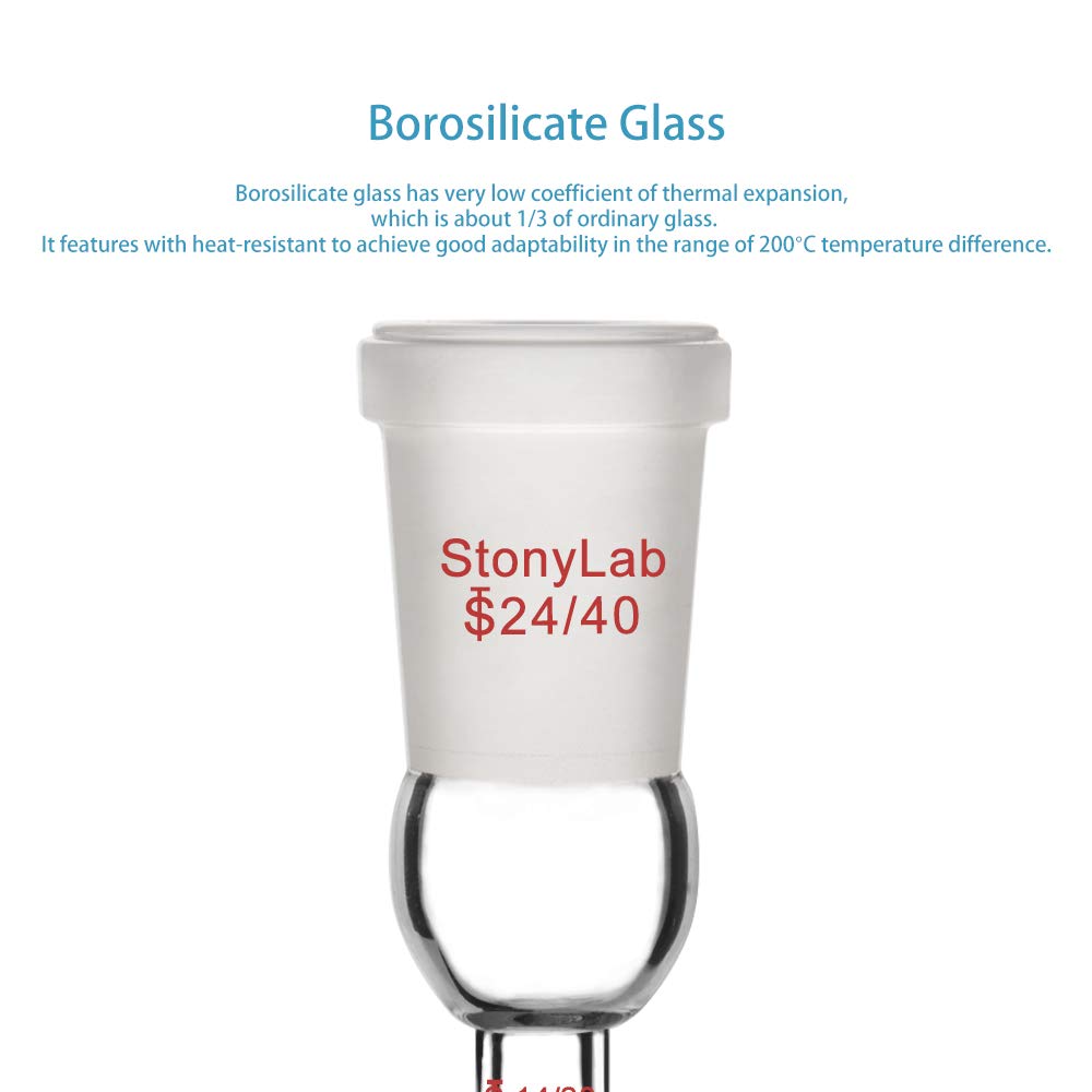 StonyLab Enlarging Adapter Connecting Adapter From 24/40 to 19/22 Glass Joint Lab Glassware Supply, 24/40 to 19/22 Joint - Image 3