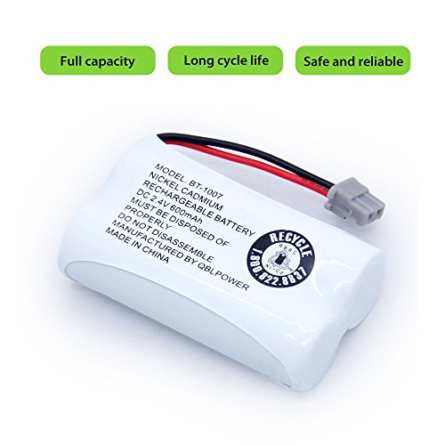 QBLPOWER BT-1007 Rechargeable Cordless Telephone Batteries Compatible with Uniden BT1007 BBTY0651101 BT904 BT-904 BT1015 BBTY0460001 BBTY0700001 Panasonic HHR-P506 HHR-P506A (2 Pack BT1007 Batteries) - Thumbnail 3