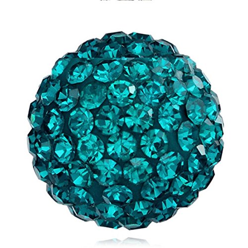 RUBYCA Pave Czech Crystal Disco Ball Clay Beads fit Shamballa Jewelry (100pcs, 8mm, Indicolite Blue)