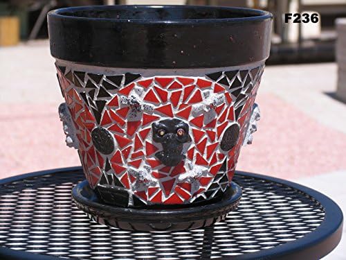 SKULLS &amp; CROSS BONES - HANDMADE MOSAIC FLOWER POT Look great in your Home F236
